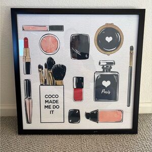 Chic Coco Chanel Makeup Art Print with Black Frame💄